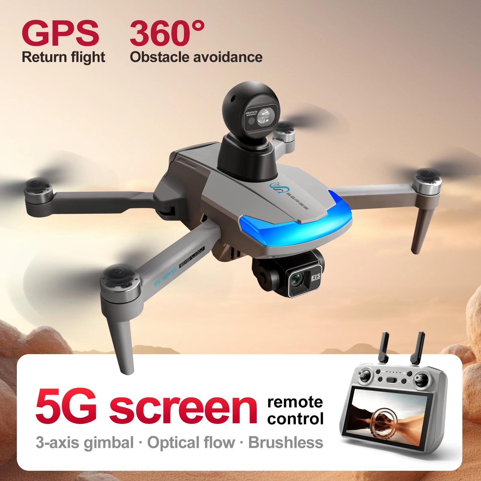 Drone Gimbal 3 Axis - S185 Профессиональный дрон 2,7K HD с