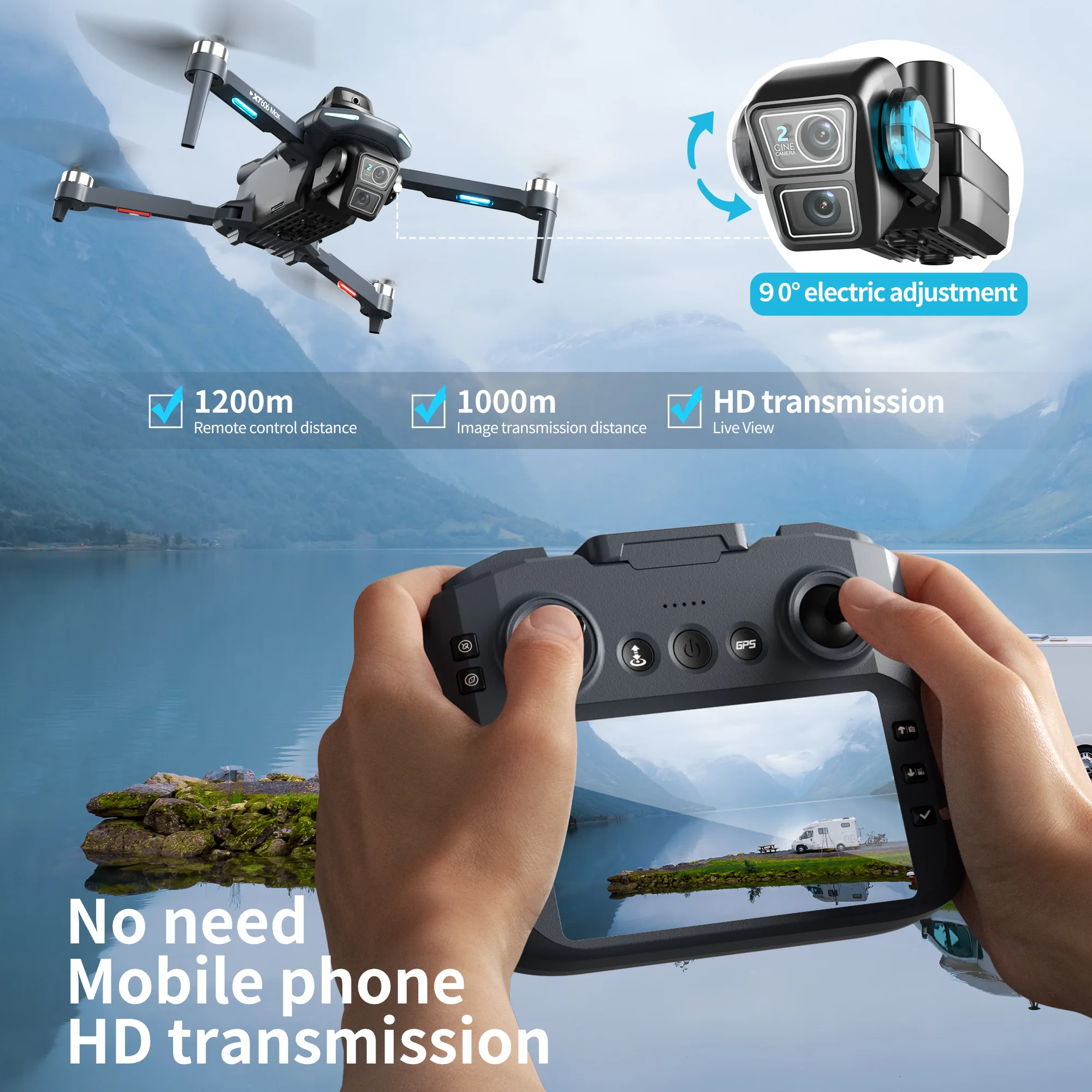 Дрон Lenovo XT606 MAX GPS с ка – обзор и цена Drone Gimbal Brushless
